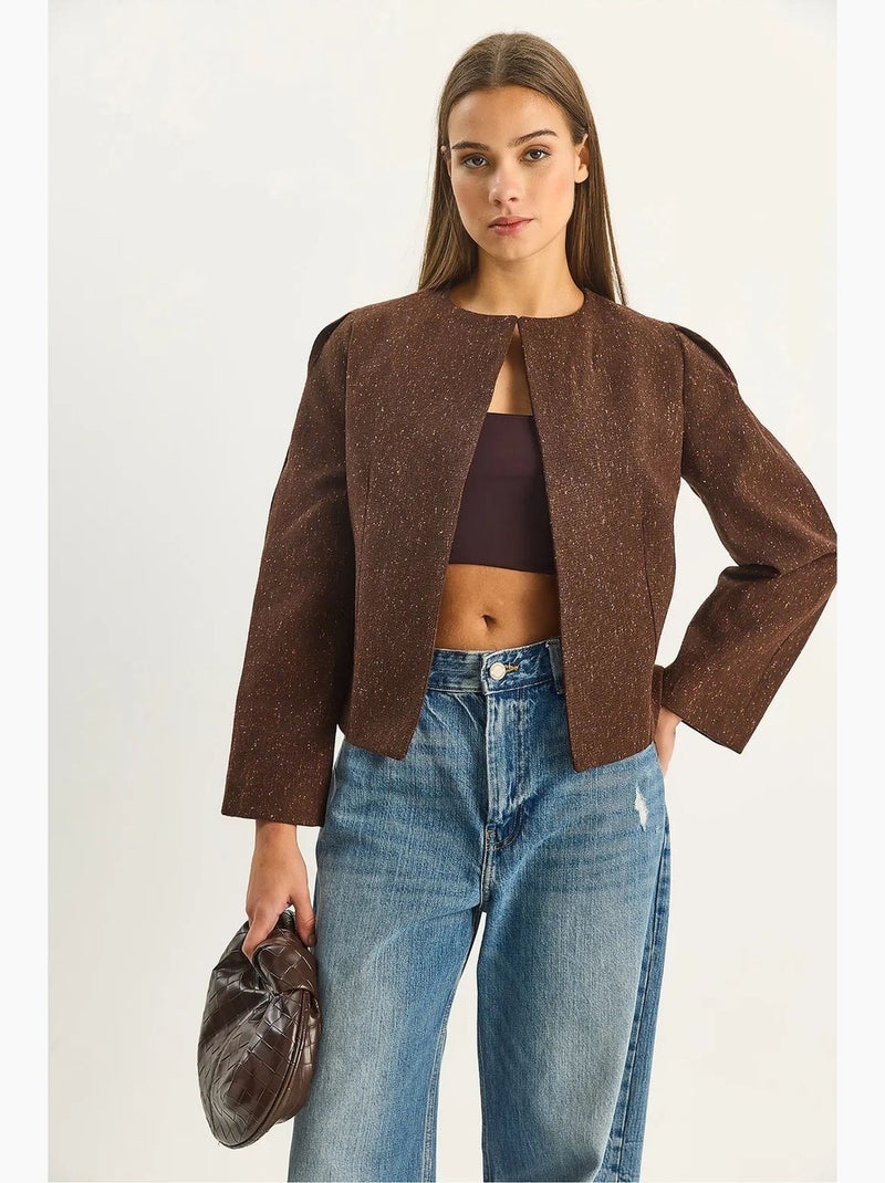 Veste en maille épaisse à col rond lucci Marron chocolat - Kiabi