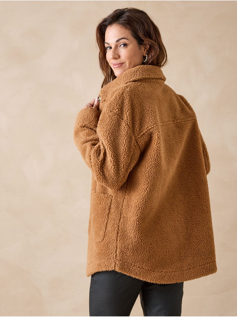 Veste en maille moutonnée - DAXON Camel - Kiabi
