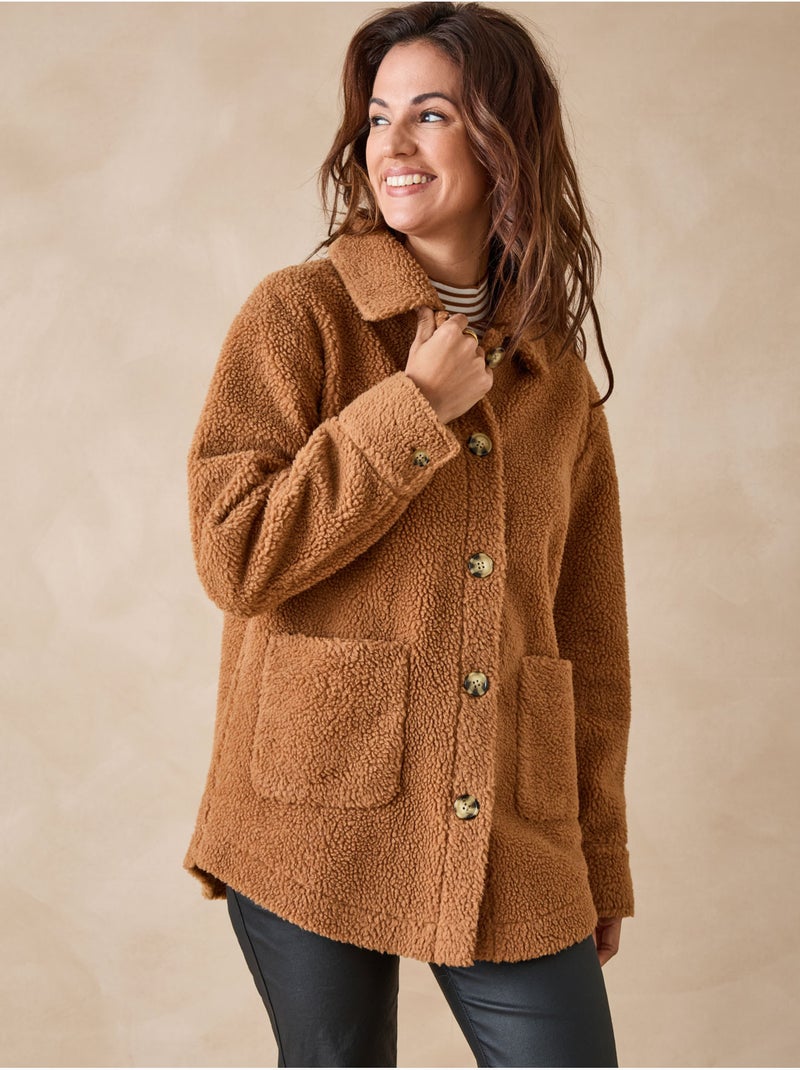 Veste en maille moutonnée - DAXON Camel - Kiabi