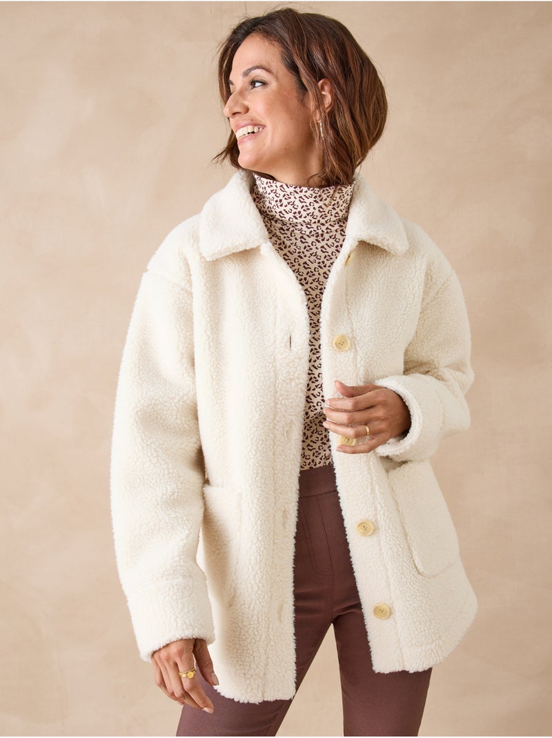 Veste en maille moutonnée - DAXON Ecru - Kiabi
