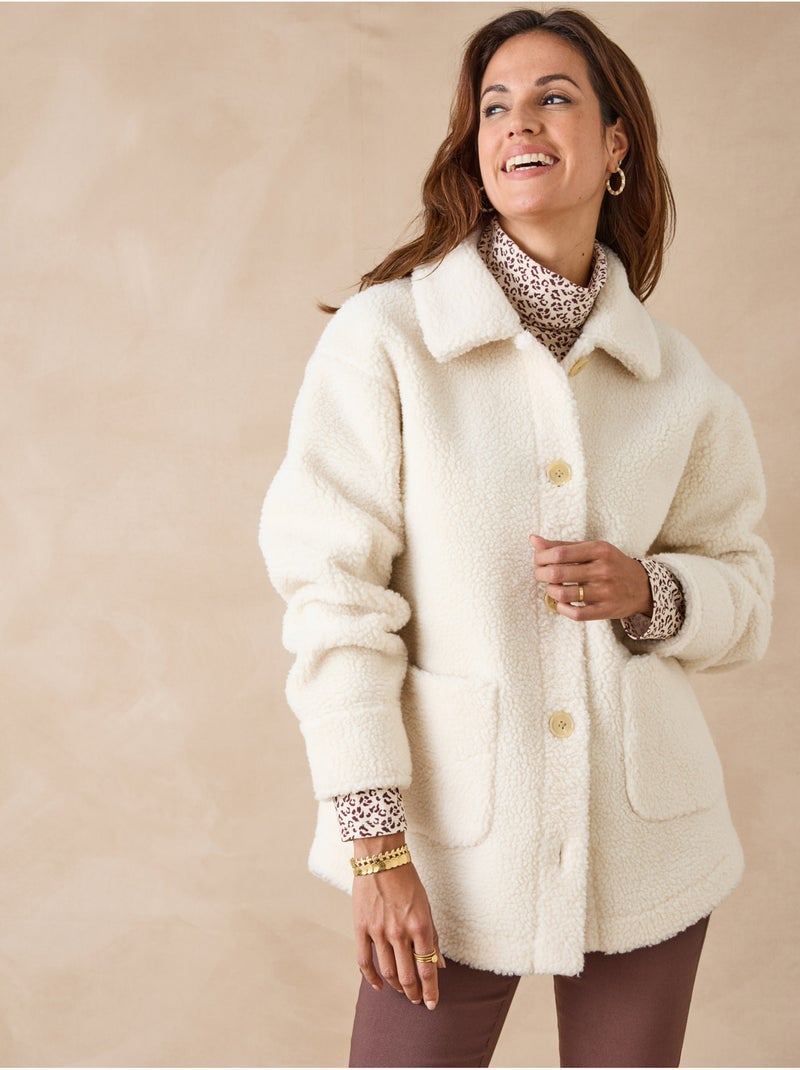 Veste en maille moutonnée - DAXON Ecru - Kiabi