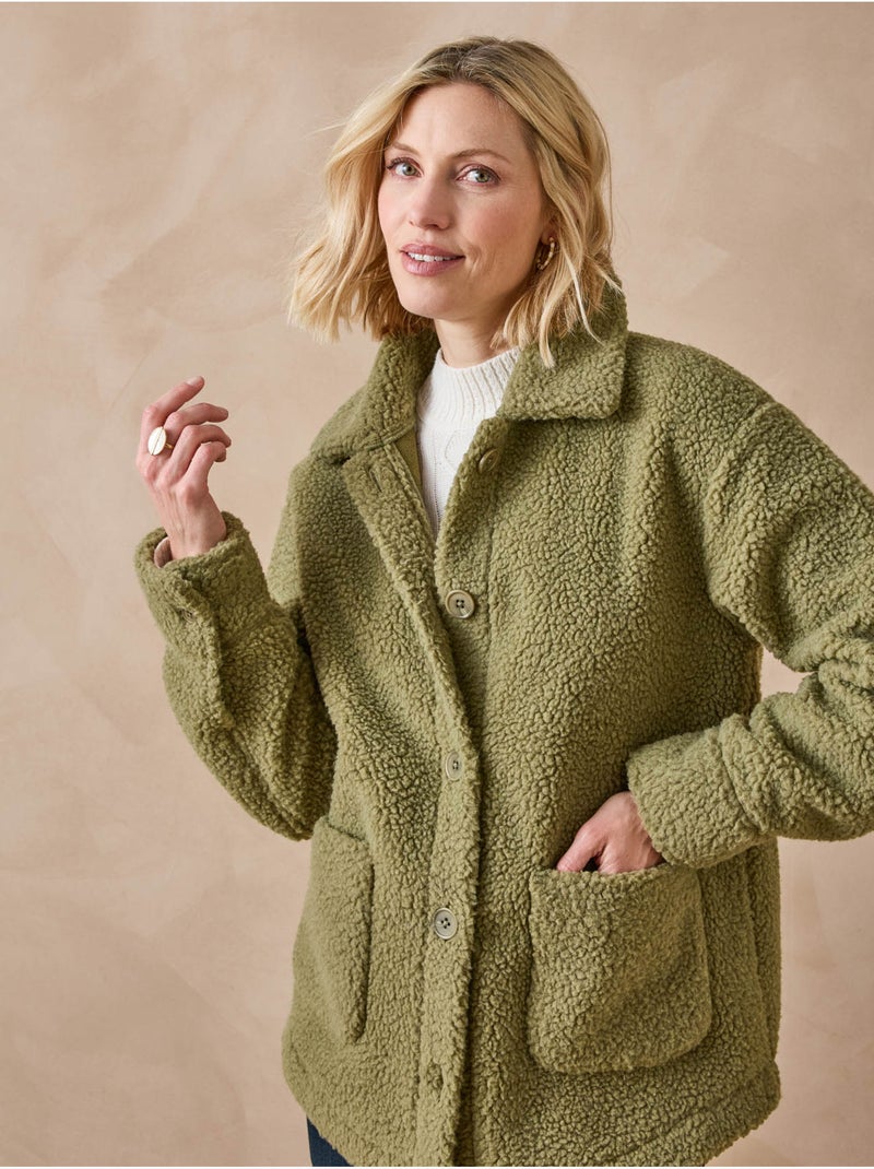Veste en maille moutonnée - DAXON Kaki - Kiabi