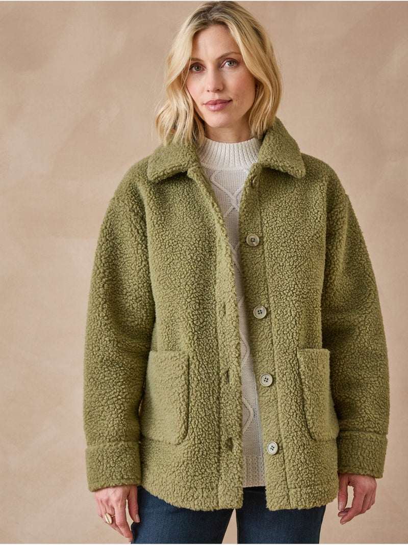 Veste en maille moutonnée - DAXON Kaki - Kiabi
