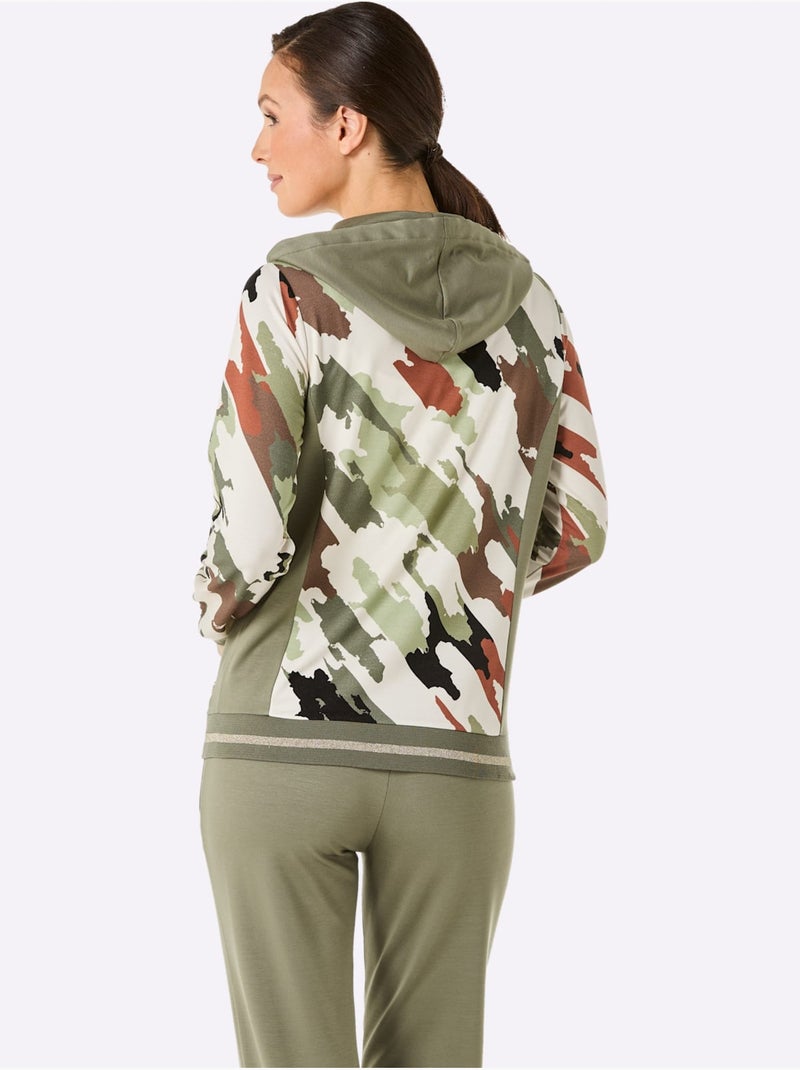 Veste En Modal Et Viscose Matière Sweat - Taille Standard - Witt Blanc Kaki - Kiabi