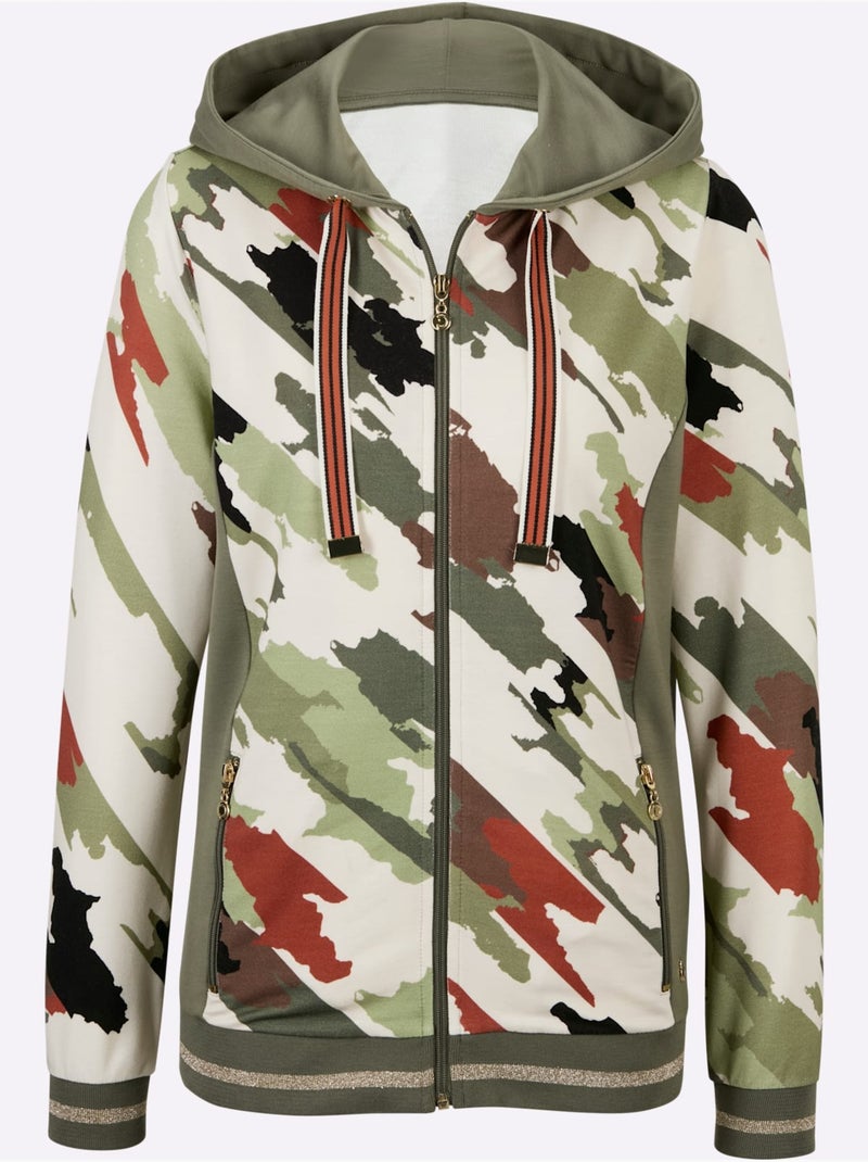 Veste En Modal Et Viscose Matière Sweat - Taille Standard - Witt Blanc Kaki - Kiabi