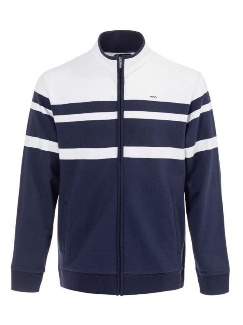 Veste en molleton rayures placées Homme Blanc Bleu - Kiabi