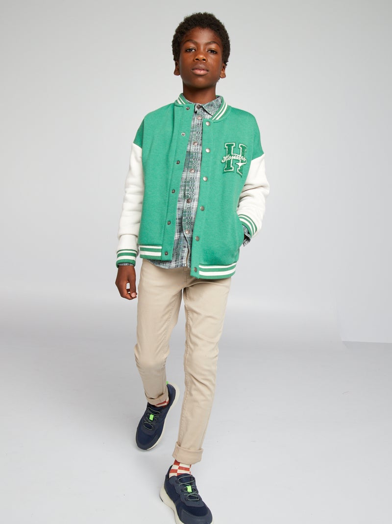 Veste en molleton  style collège Vert - Kiabi