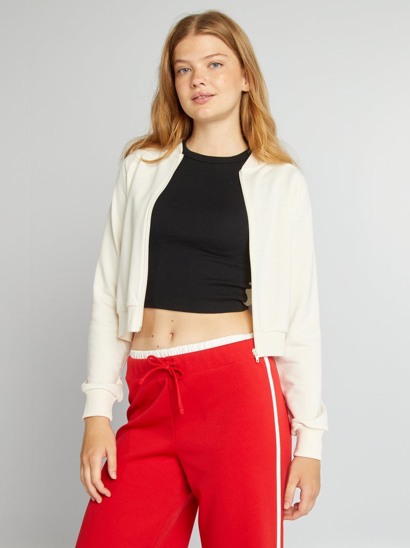 Veste en molleton uni Beige - Kiabi