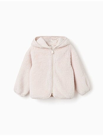 Veste en peluche avec capuche et fermeture éclair