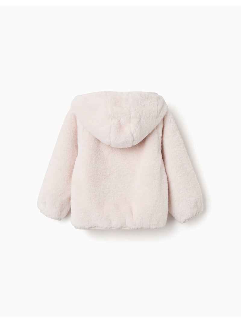 Veste en peluche avec capuche et fermeture éclair Beige clair - Kiabi
