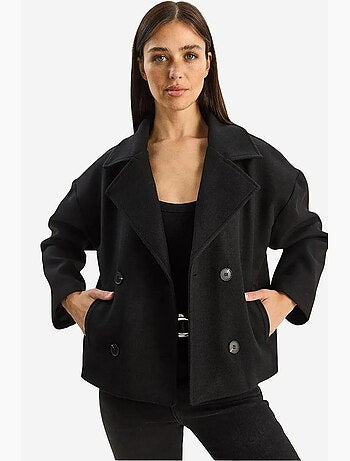 Veste en peluche épaisse boutonnée avec poches lucci