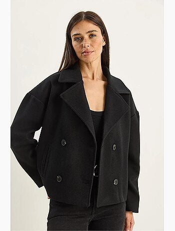 Veste en peluche épaisse boutonnée avec poches lucci