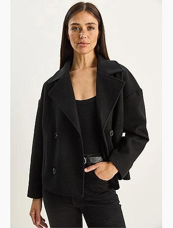 Veste en peluche épaisse boutonnée avec poches lucci