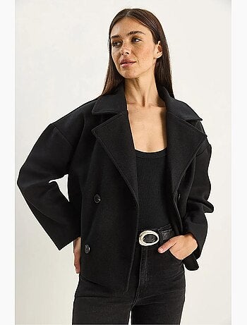 Veste en peluche épaisse boutonnée avec poches lucci