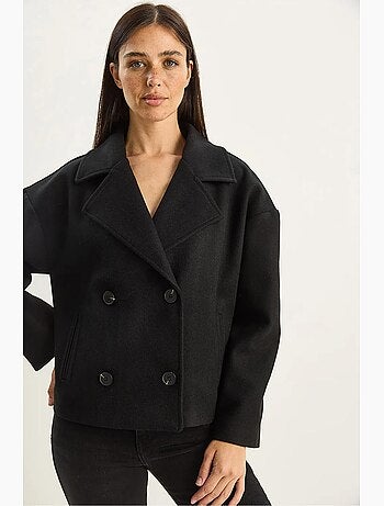 Veste en peluche épaisse boutonnée avec poches lucci