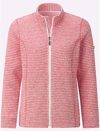 Veste en tricot polaire rayée avec col montant et poches pratiques - Taille standard - Witt