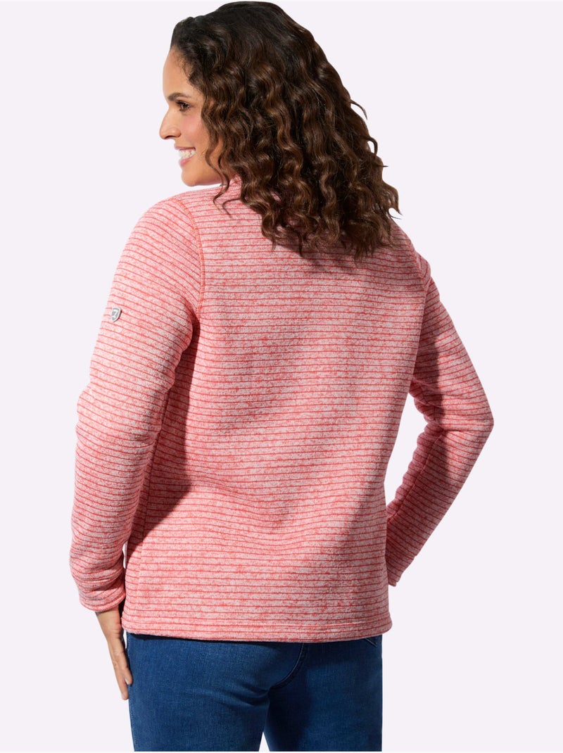 Veste en polaire à col montant avec poches cousues et rayures sportives - Taille standard - Witt Rose - Kiabi