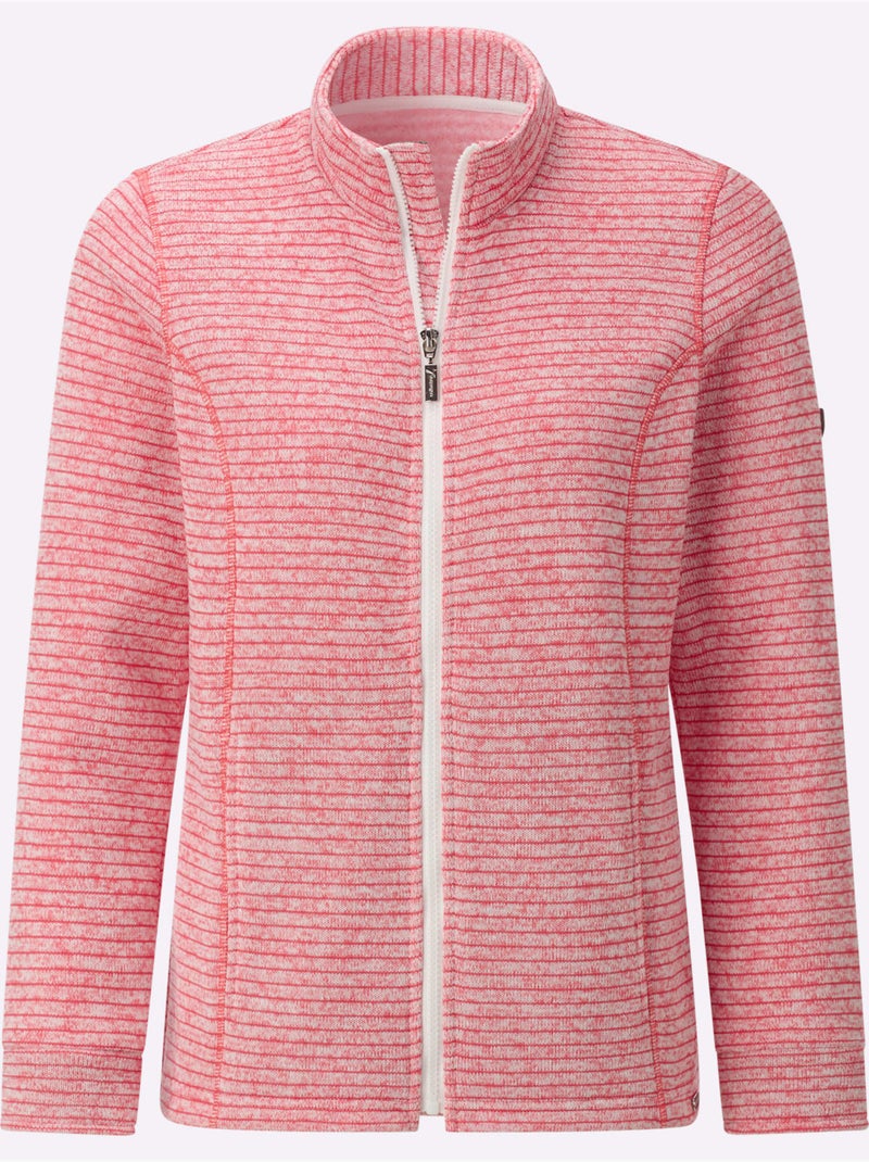 Veste en polaire à col montant avec poches cousues et rayures sportives - Taille standard - Witt Rose - Kiabi