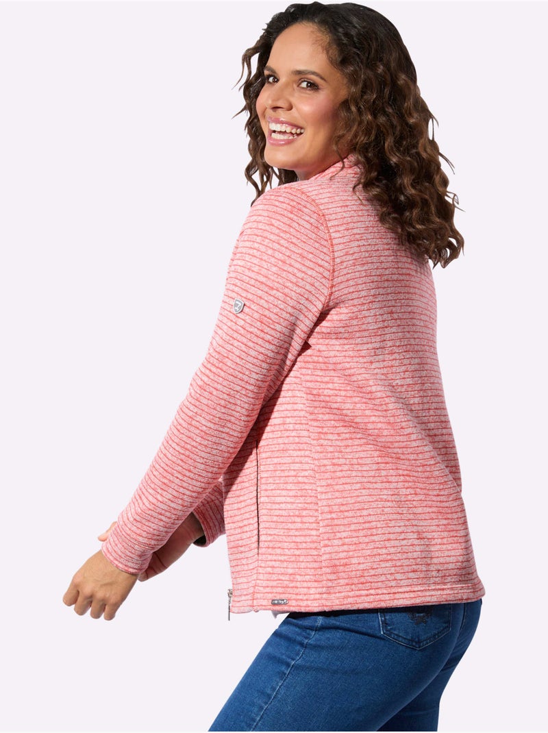 Veste en polaire à col montant avec poches cousues et rayures sportives - Taille standard - Witt Rose - Kiabi