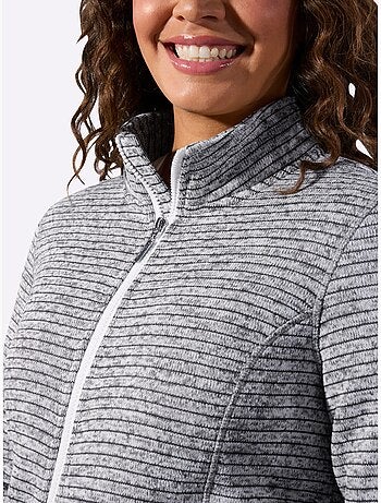 Veste en tricot polaire rayée avec col montant et poches pratiques - Taille standard - Witt