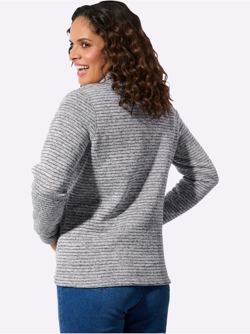 Veste en polaire à col montant avec rayures sportives - Taille standard - Witt - Kiabi Veste en polaire à col montant avec rayures sportives - Taille standard - Witt - Kiabi