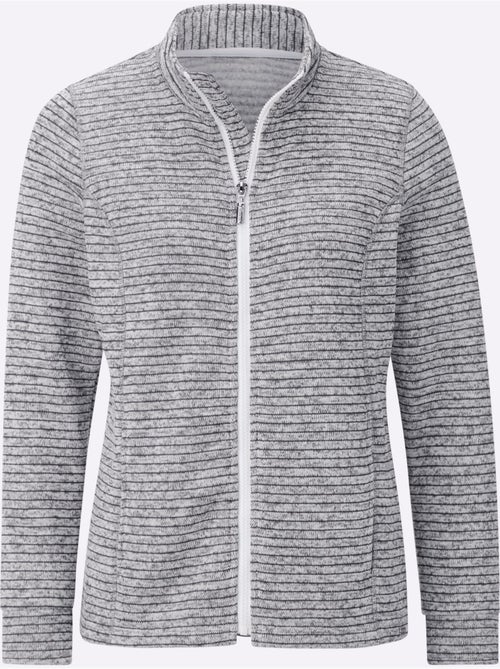 Veste en polaire à col montant avec rayures sportives - Taille standard - Witt - Kiabi Veste en polaire à col montant avec rayures sportives - Taille standard - Witt - Kiabi