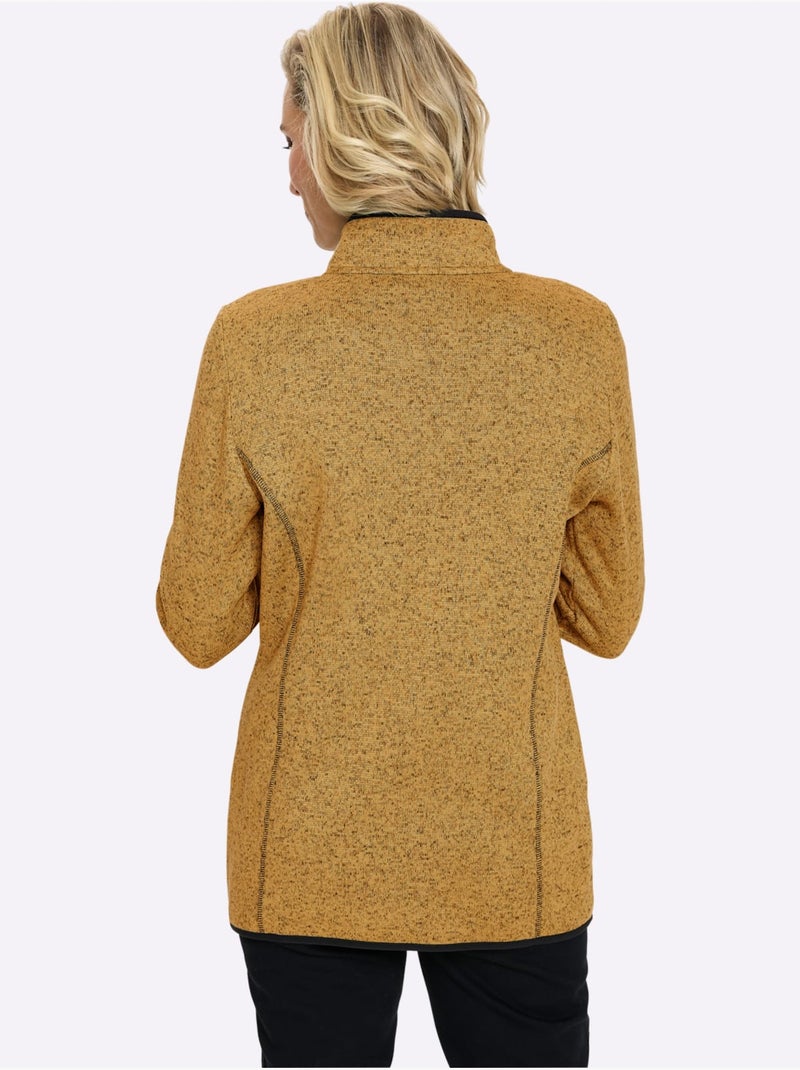 Veste en polaire passepoil contrasté - taille standard - moda vilona Blanc Jaune Noir - Kiabi