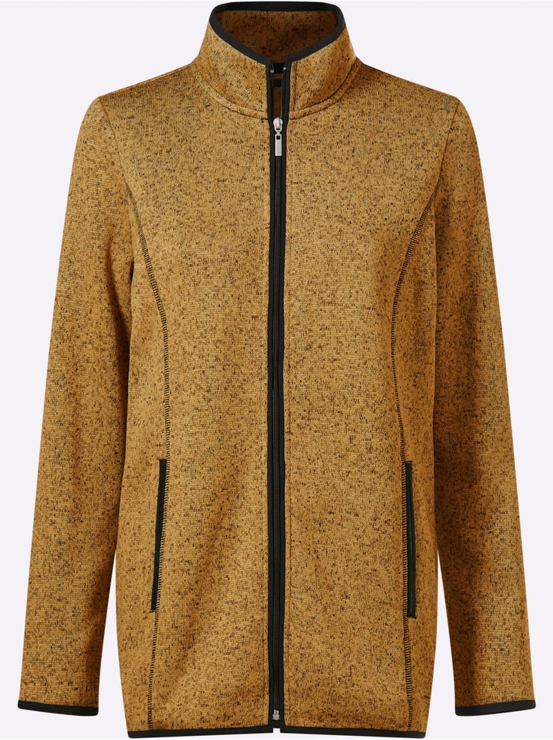 Veste en polaire passepoil contrasté - taille standard - moda vilona Blanc Jaune Noir - Kiabi