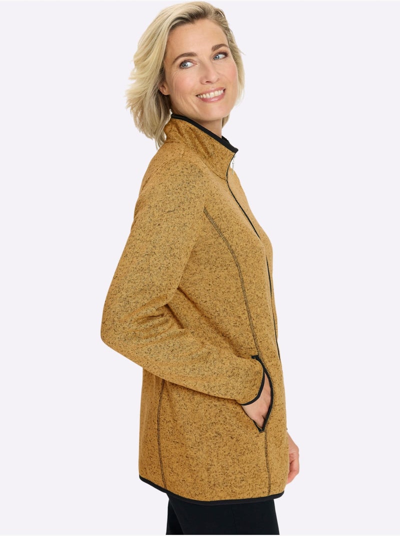 Veste en polaire passepoil contrasté - taille standard - moda vilona Blanc Jaune Noir - Kiabi