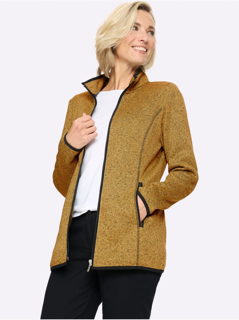 Veste en polaire passepoil contrasté - taille standard - moda vilona Blanc Jaune Noir - Kiabi