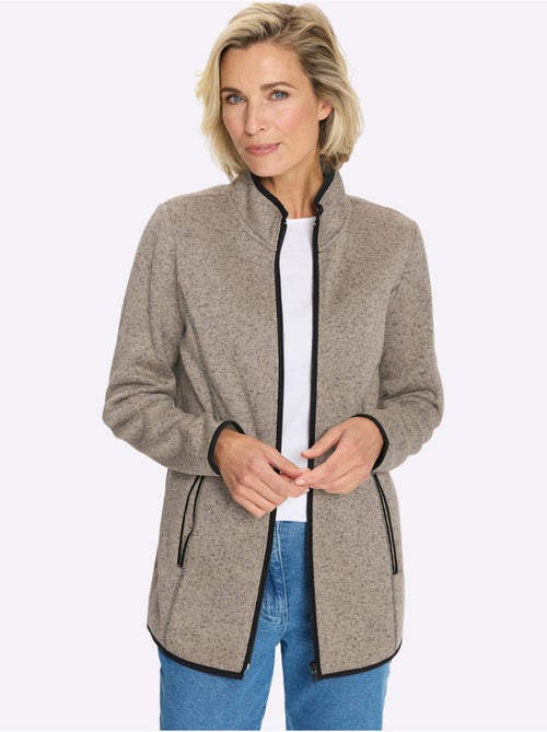 Veste en polaire passepoil contrasté - taille standard - moda vilona - Kiabi