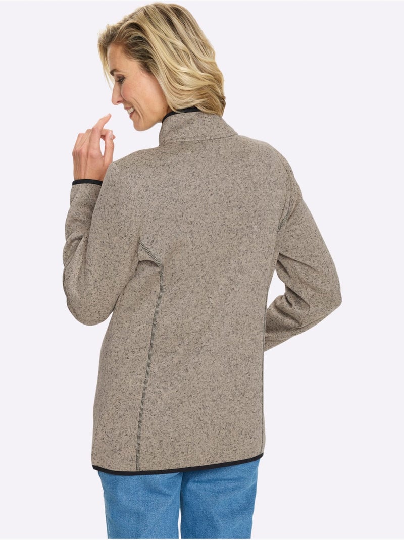 Veste en polaire passepoil contrasté - taille standard - moda vilona Noir Ecru Noir - Kiabi
