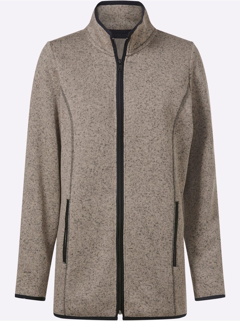 Veste en polaire passepoil contrasté - taille standard - moda vilona Noir Ecru Noir - Kiabi