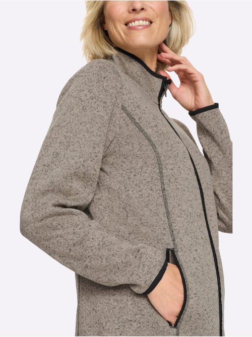 Veste en polaire passepoil contrasté - taille standard - moda vilona - Kiabi