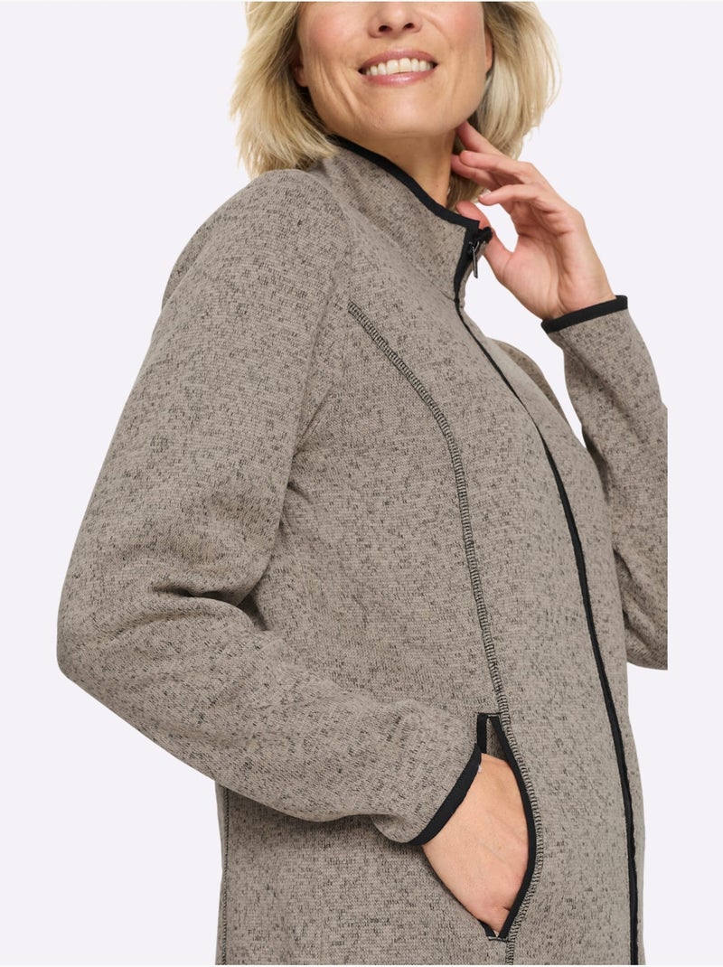 Veste en polaire passepoil contrasté - taille standard - moda vilona Noir Ecru Noir - Kiabi