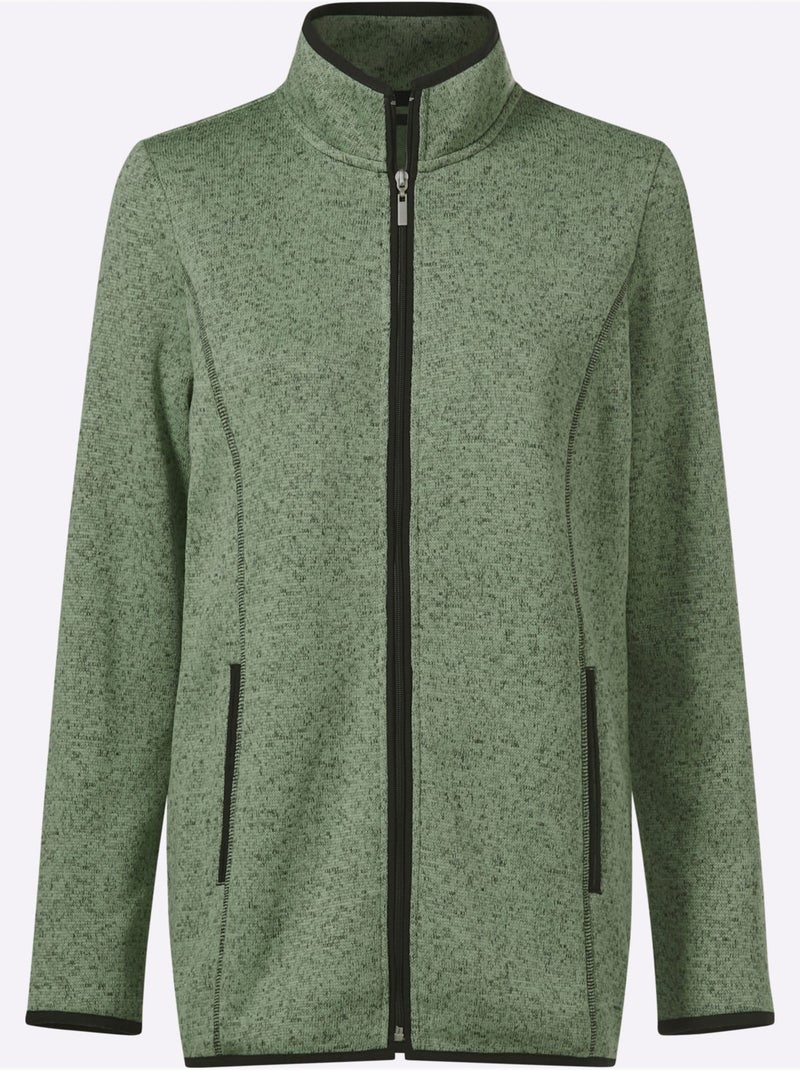 Veste en polaire passepoil contrasté - taille standard - moda vilona Noir Vert Noir - Kiabi