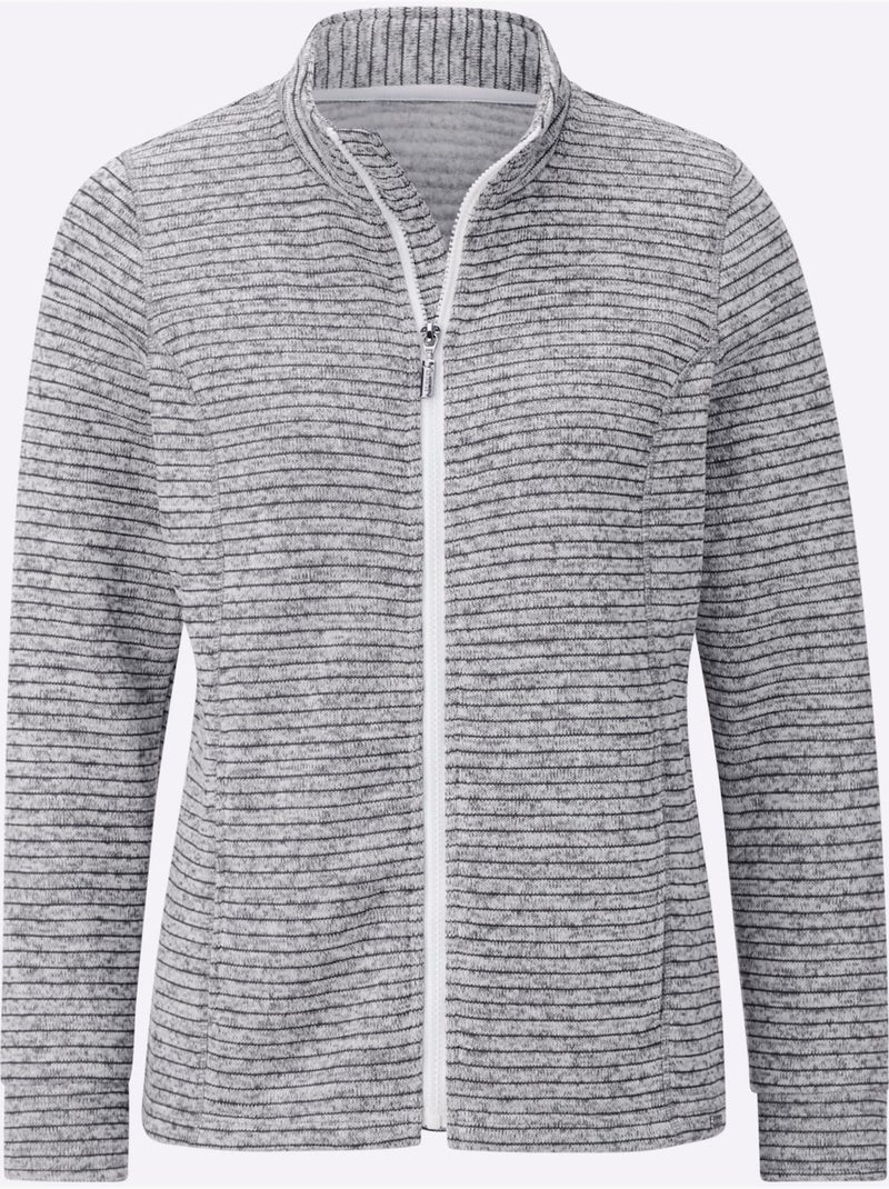 Veste En Polaire Polaire Tricotée à L'intérieur Légèrement Gratté - Taille Standard - Witt Gris chiné - Kiabi