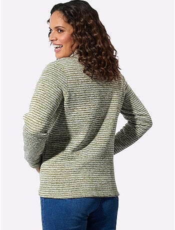 Veste en tricot polaire rayée avec col montant et poches pratiques - Taille standard - Witt
