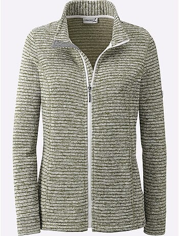 Veste en tricot polaire rayée avec col montant et poches pratiques - Taille standard - Witt