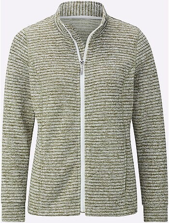 Veste en tricot polaire rayée avec col montant et poches pratiques - Taille standard - Witt