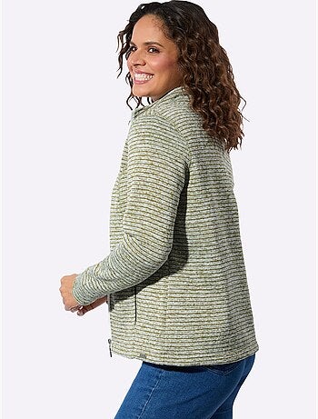 Veste en tricot polaire rayée avec col montant et poches pratiques - Taille standard - Witt