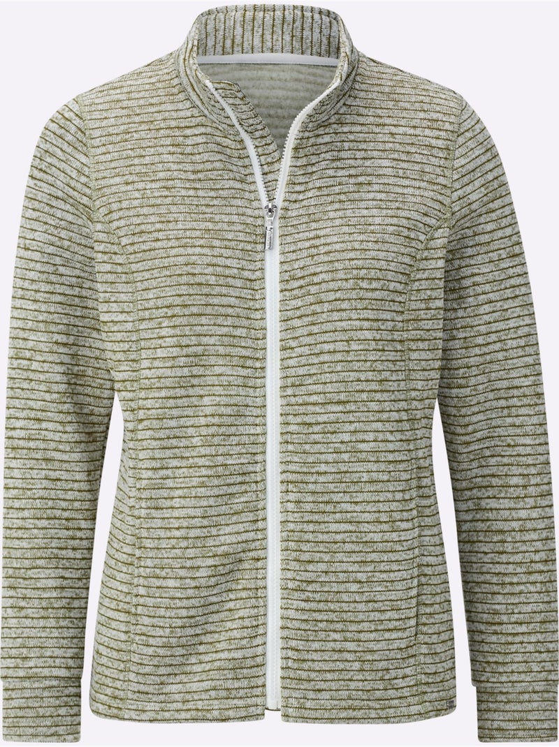 Veste En Polaire Polaire Tricotée à L'intérieur Légèrement Gratté - Taille Standard - Witt Gris Vert Gris - Kiabi