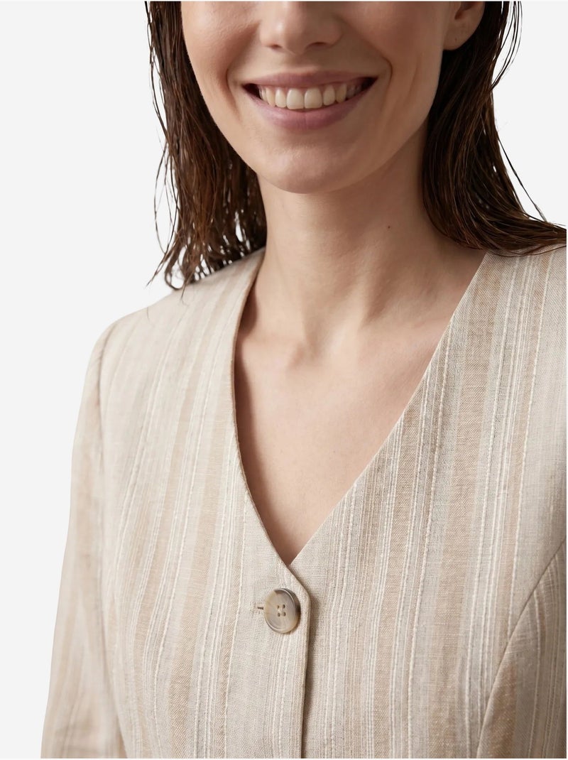 Veste en popeline à rayures ceinturée my fashion Beige clair - Kiabi