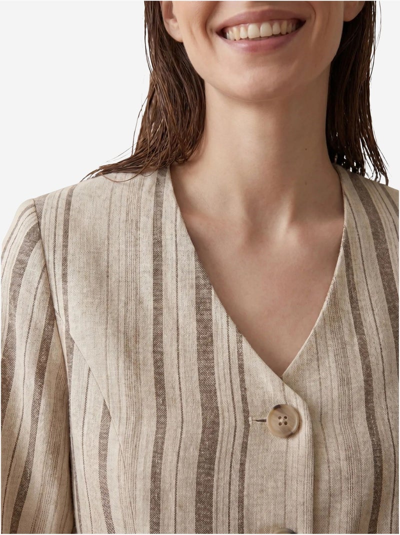 Veste en popeline à rayures ceinturée my fashion Taupe - Kiabi