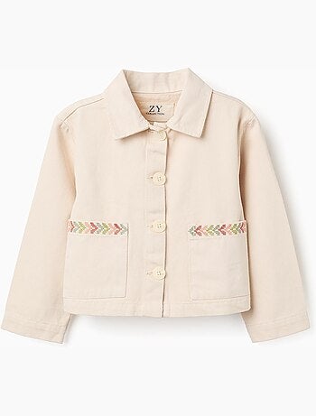 Veste en sergé avec broderie au point de croix