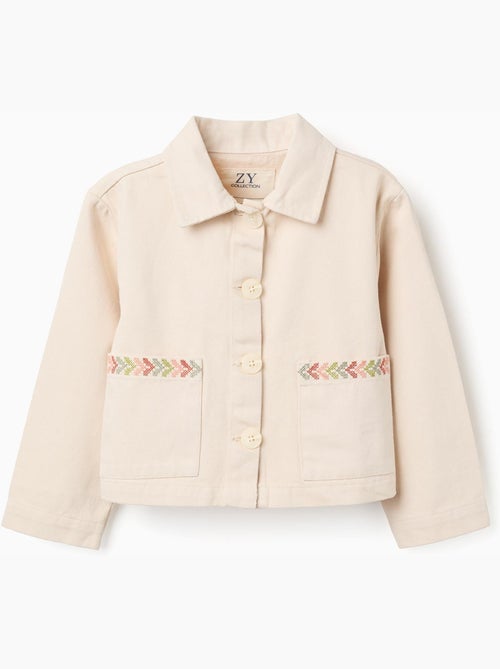 Veste en sergé avec broderie au point de croix - Kiabi