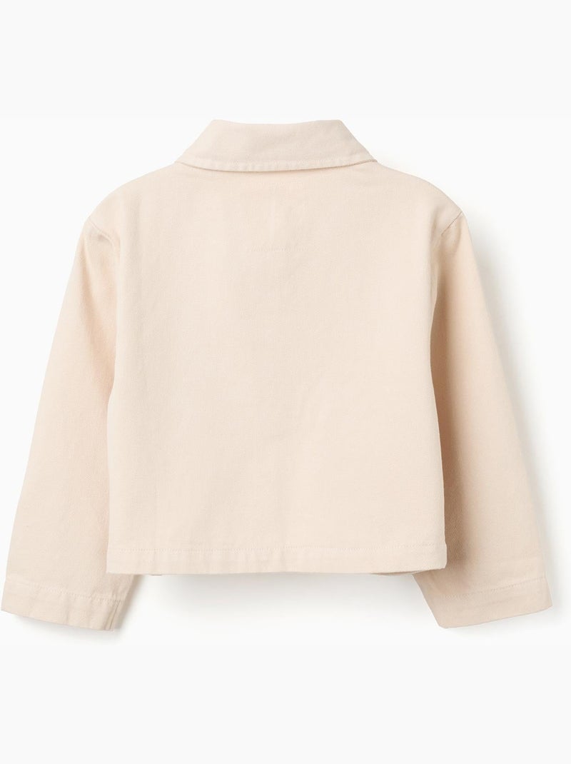 Veste en sergé avec broderie au point de croix Beige - Kiabi