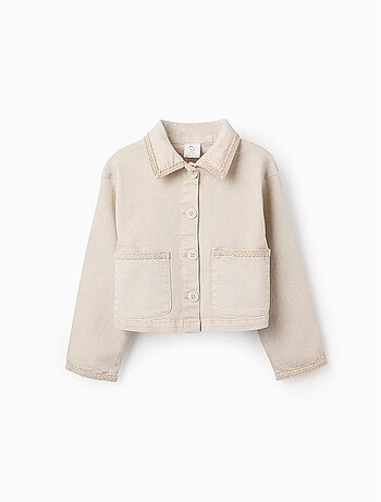 Veste en Sergé avec Détails en Relief