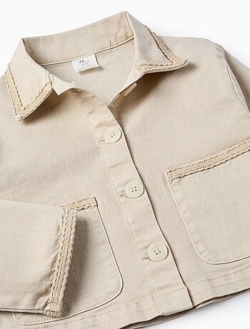 Veste en Sergé avec Détails en Relief