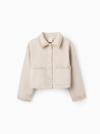Veste en Sergé avec Détails en Relief